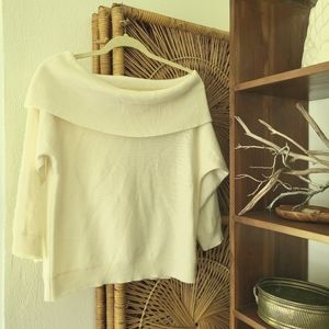 Vintage Cashmere off the shoulder cowl neck sweater